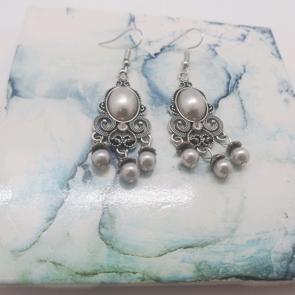 Beautiful Ornate Silver Earrings - Picture 6 of 7